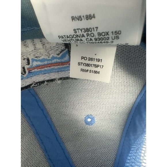 PATAGONIA Classic FITZ ROY LOGO Strap Back TRUCKER HAT Electric Blue Flawed - Picture 9 of 11